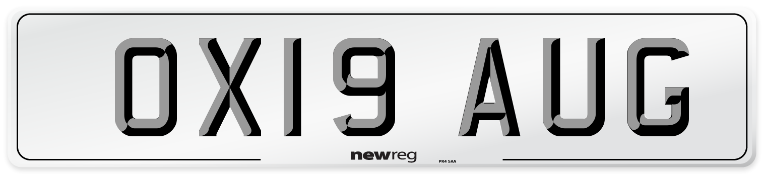 OX19 AUG Number Plate from New Reg